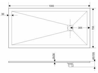 Душевой поддон Grossman Strong GR-S270100Q 100x70см графит